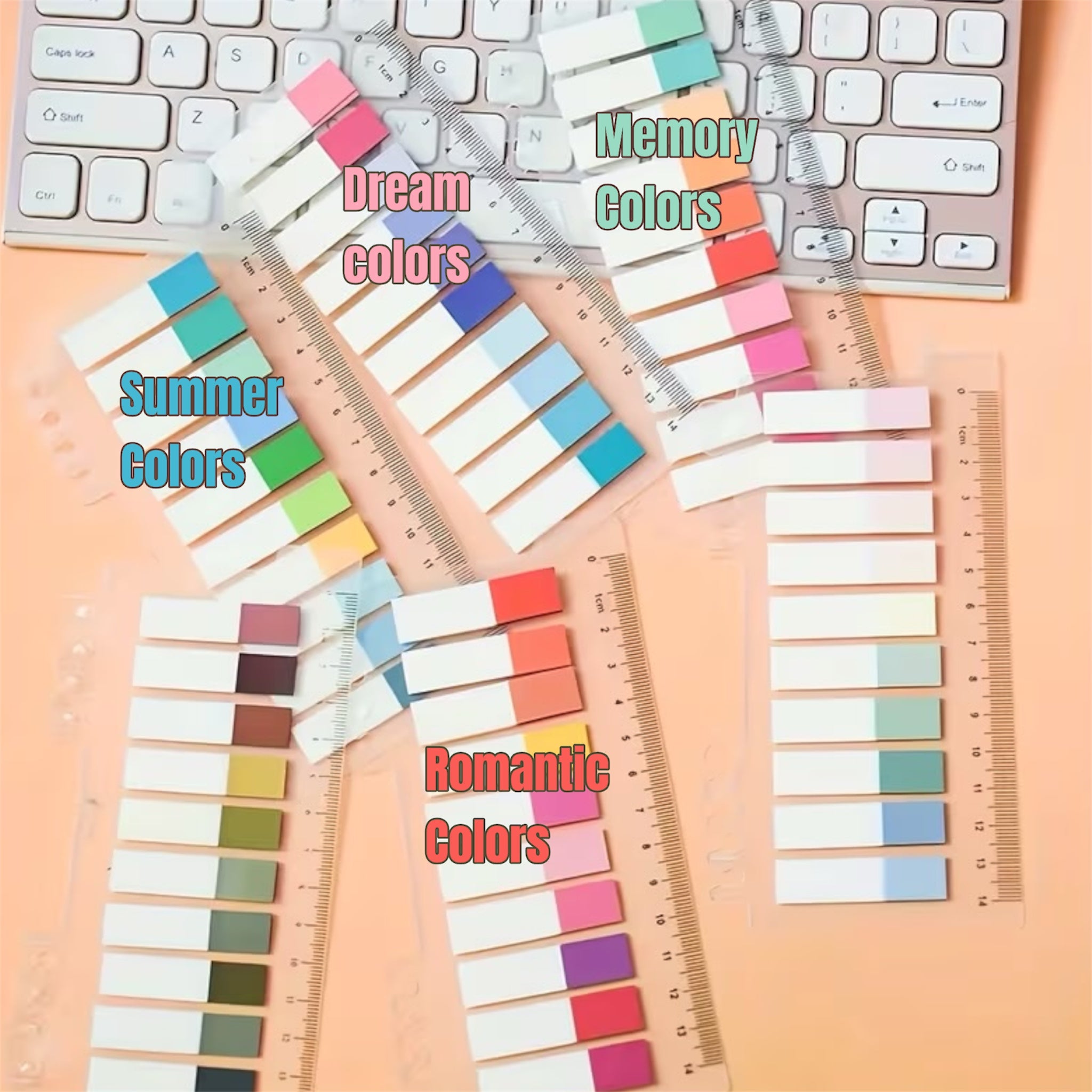 AIO 1 Pack 200 Pieces Index Tabs with Ruler Sticky Note Marker File Index Tabs File