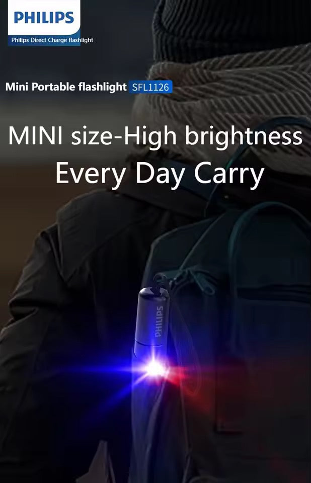 Philips 1126 Flashlight Led Type-C Portable Flashlight EDC With 4 Lighting Modes For Self Defense Camping Torch Light
