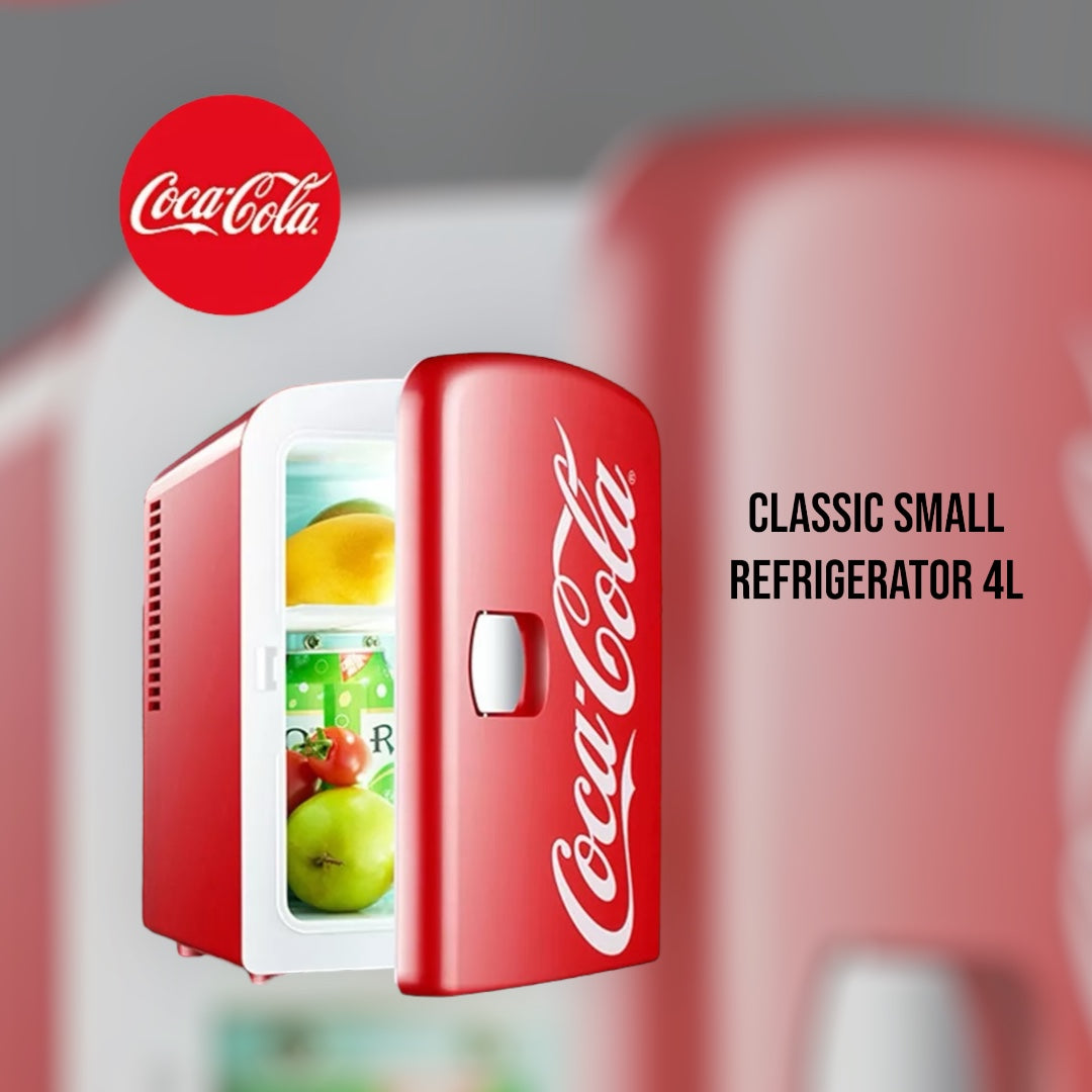 Coca-Cola Classic Small Refrigerator 4L Mini Fridge & 6 Can Portable Cooler- Red
