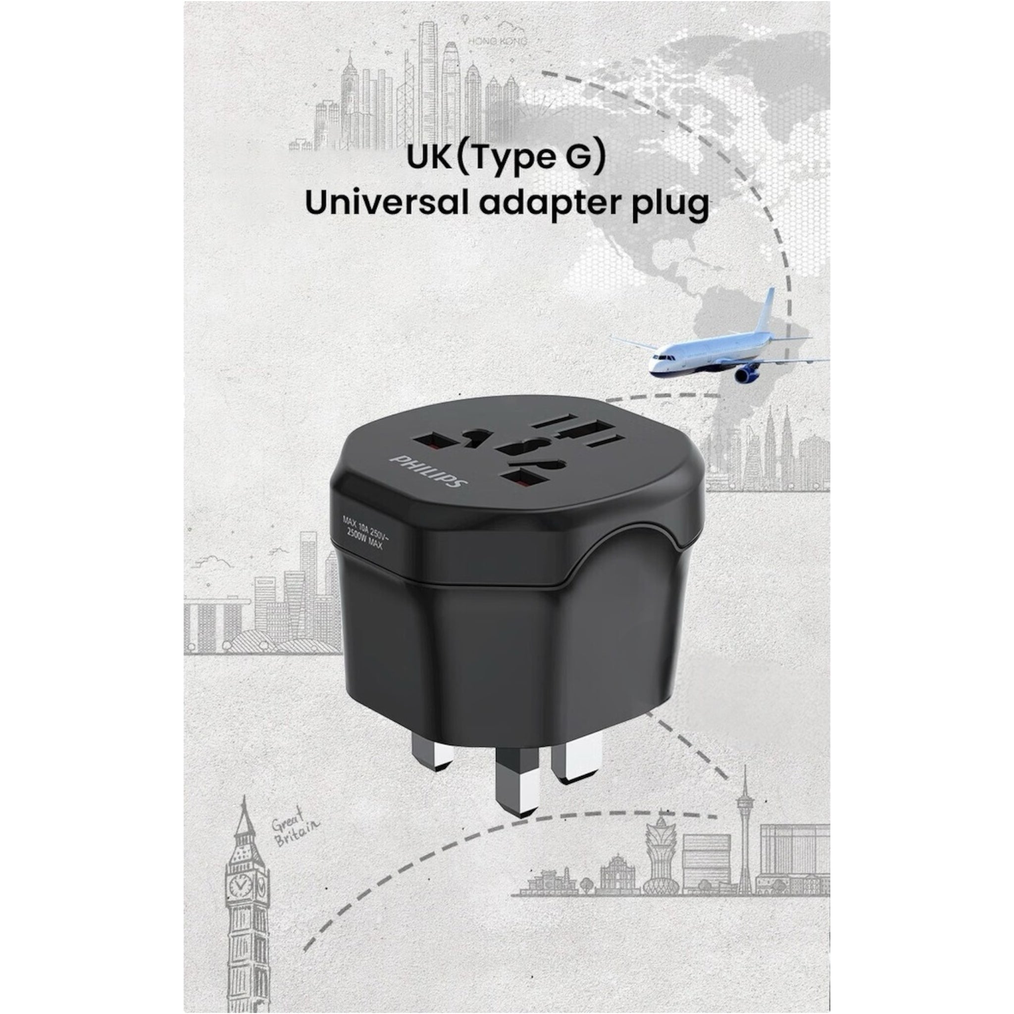 Universal Global Conversion Socket Strip for Philips Power Adapter Plug