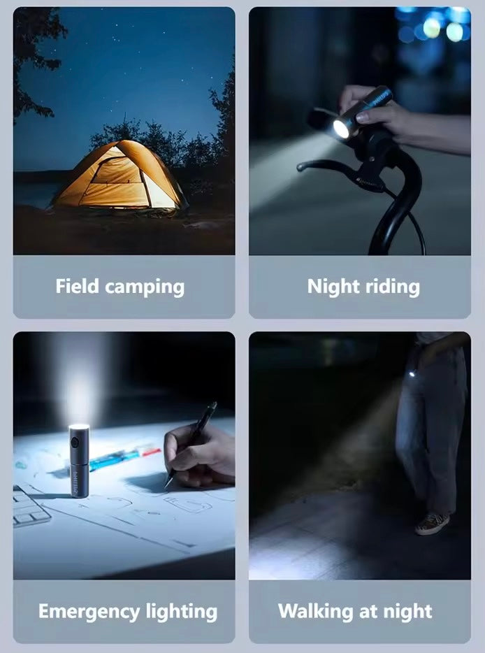 Philips 1126 Flashlight Led Type-C Portable Flashlight EDC With 4 Lighting Modes For Self Defense Camping Torch Light