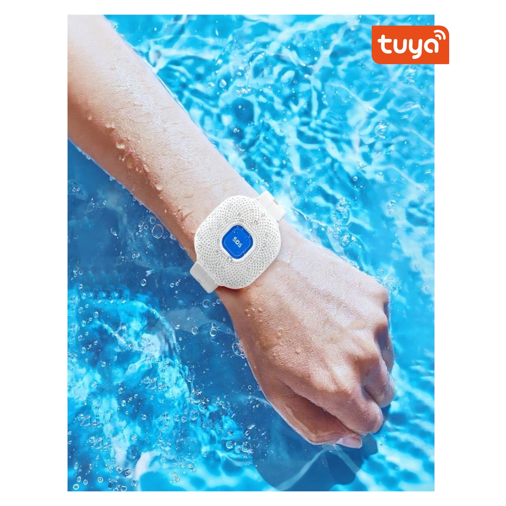 AIO CF103 Tuya Smart WiFi Safety SOS Bracelet Emergency Alert /SOS Watch Elderly Fall Alarm /SOS Call Panic Button Waterproof Design (White/Black)