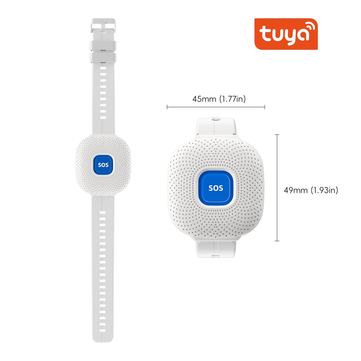 AIO CF103 Tuya Smart WiFi Safety SOS Bracelet Emergency Alert /SOS Watch Elderly Fall Alarm /SOS Call Panic Button Waterproof Design (White/Black)