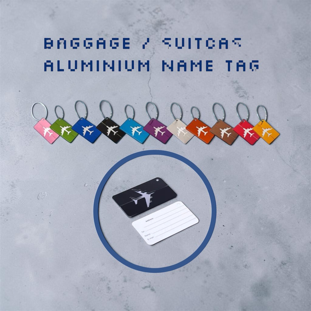Aluminium Travel Luggage Tags /Reusable Suitcase Baggage Labels /Holiday Suitcase Labels / Travel Bag ID Plane Identifier With Ropes