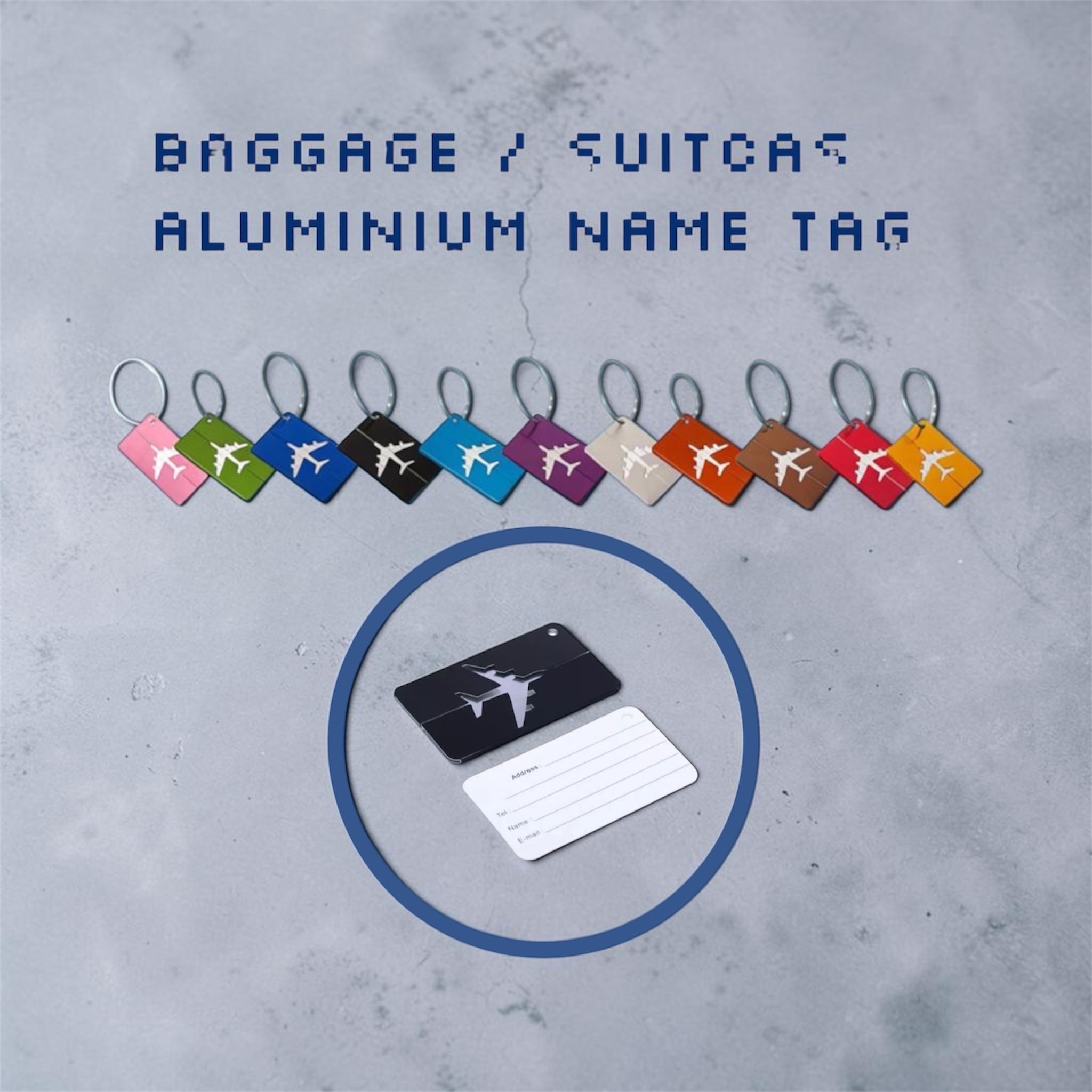 Aluminium Travel Luggage Tags /Reusable Suitcase Baggage Labels /Holiday Suitcase Labels / Travel Bag ID Plane Identifier With Ropes