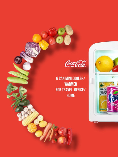 Coca-Cola Classic Small Refrigerator 4L Mini Fridge & 6 Can Portable Cooler- Red
